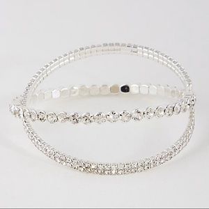 Silver Neutron Inspired Rhinestone Stretch Bracelet